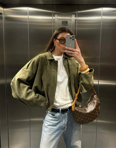 Lina | Stylish suede jacket for women in a pilot look