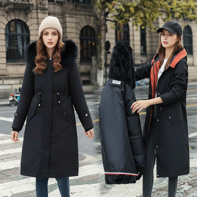 Isabelle | Women's winter jacket with hood and fur trim