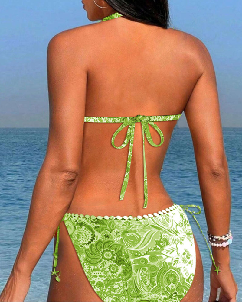 Painting | Colourful patchwork triangle bikini set