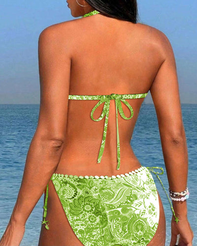 Painting | Colourful patchwork triangle bikini set