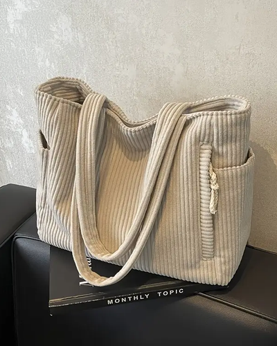 Marlis | Ribbed carrier bag with cord detail