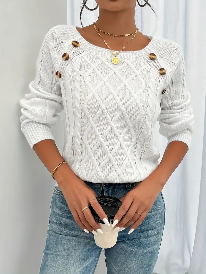 Marlene | Casual jumper with button placket at the front