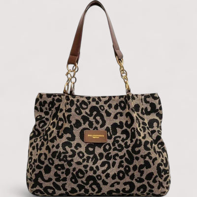 Mila | Leopard print canvas shopper bag for women