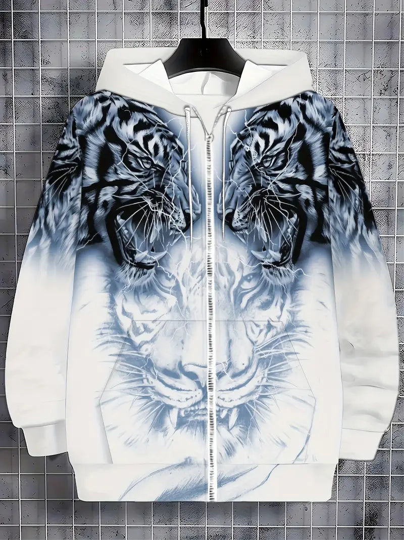 Jonas | Casual hoodie jacket with modern tiger design