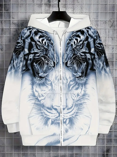 Jonas | Casual hoodie jacket with modern tiger design