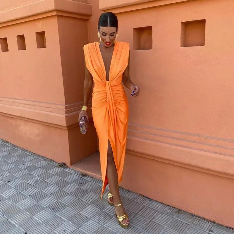 Serena | Party dress with plunging neckline