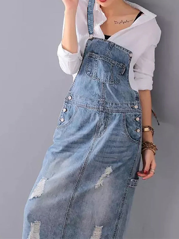 Rosie | Casual denim dungaree dress
