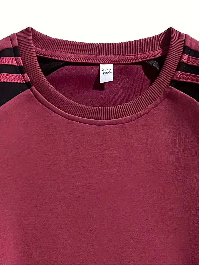 Leandro | Sweatshirt with striped sleeves and round neckline