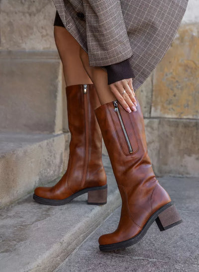 Amelia | Stylish leather boots with comfortable heels