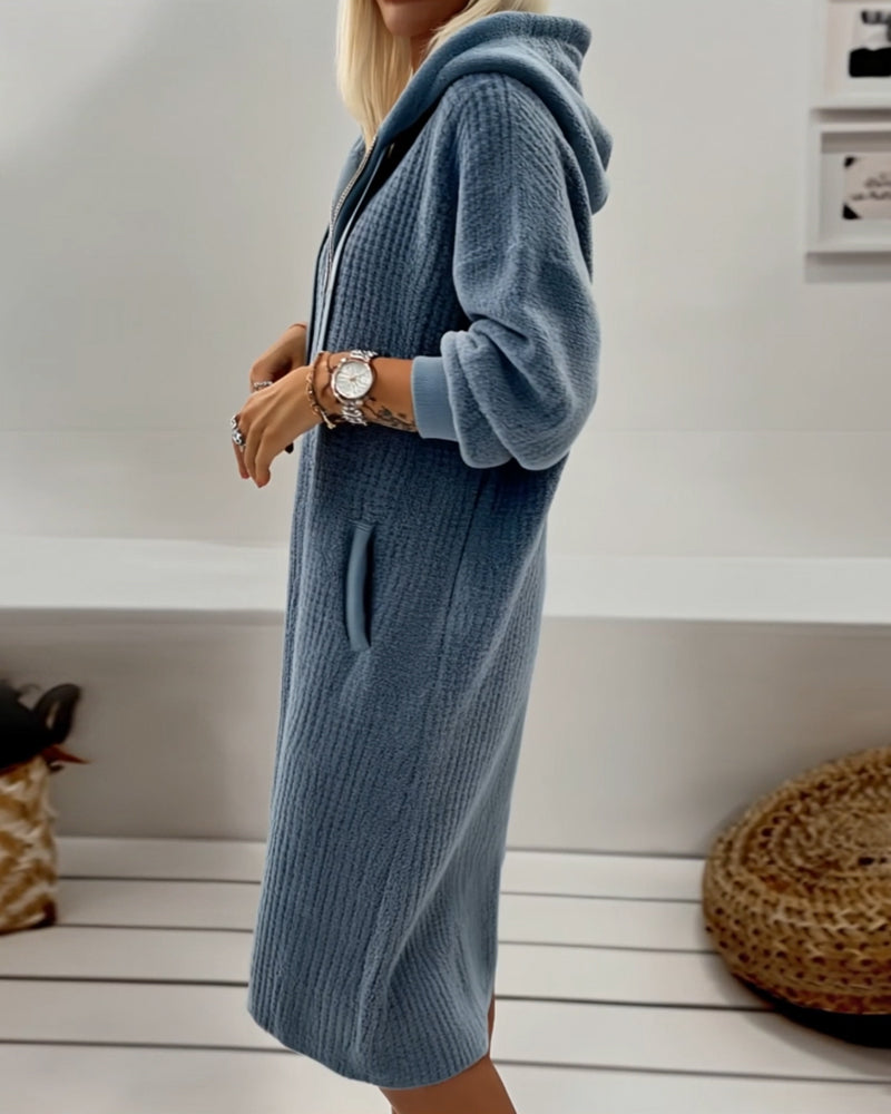 Emma | Hooded dress with cozy honeycomb knit finish