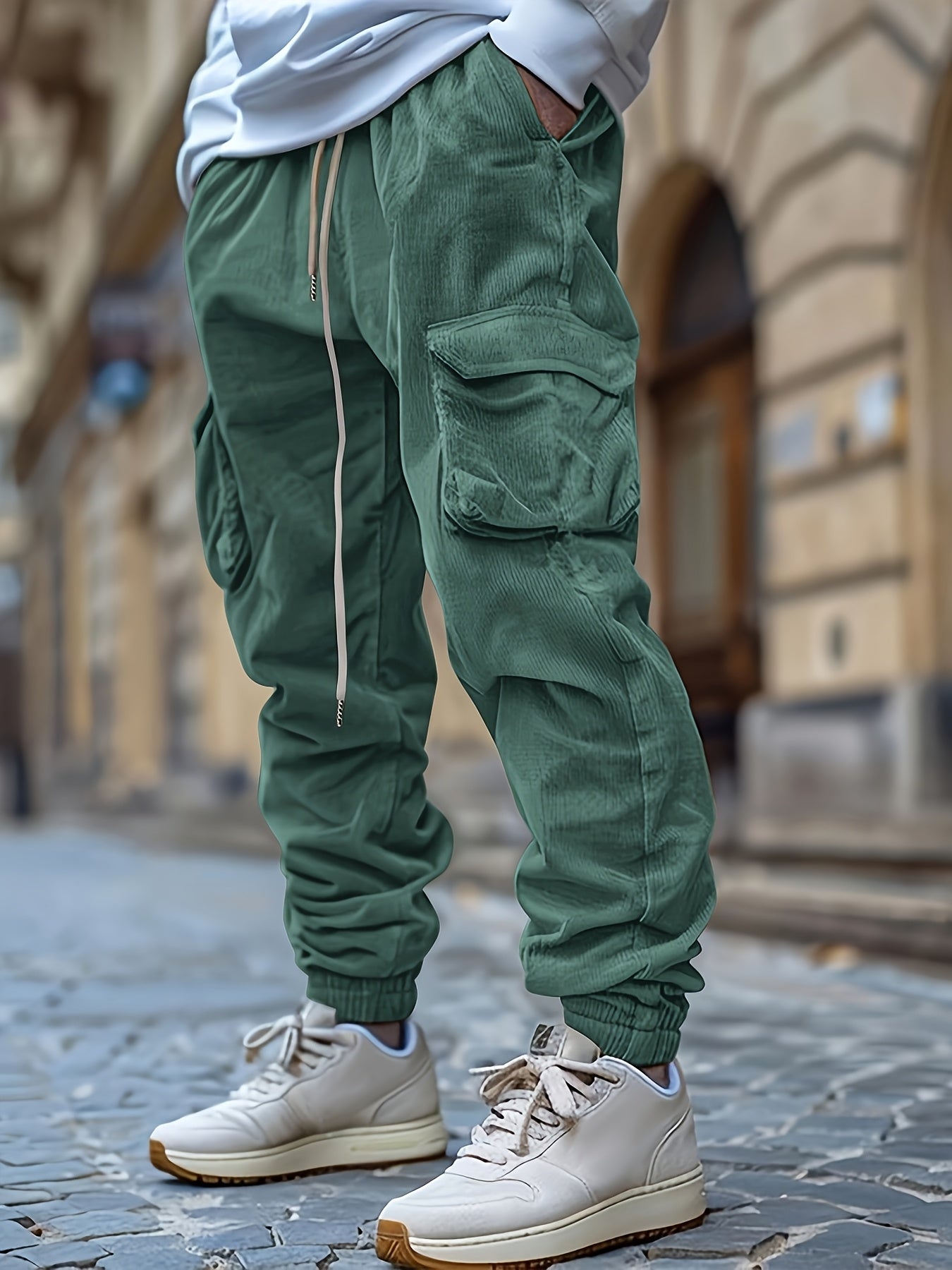 Amira | Corduroy jogging trousers with practical drawstring