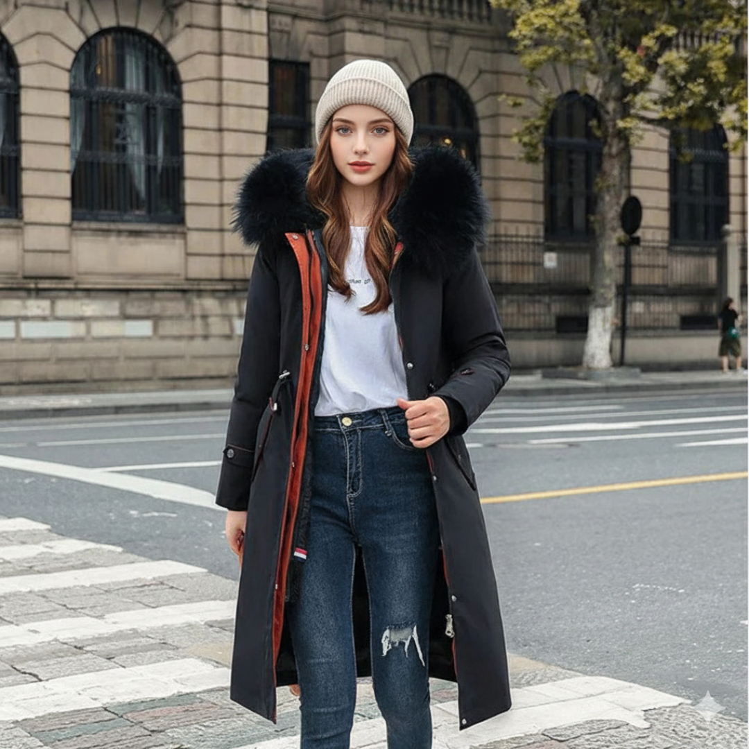 Isabelle | Women's winter jacket with hood and fur trim