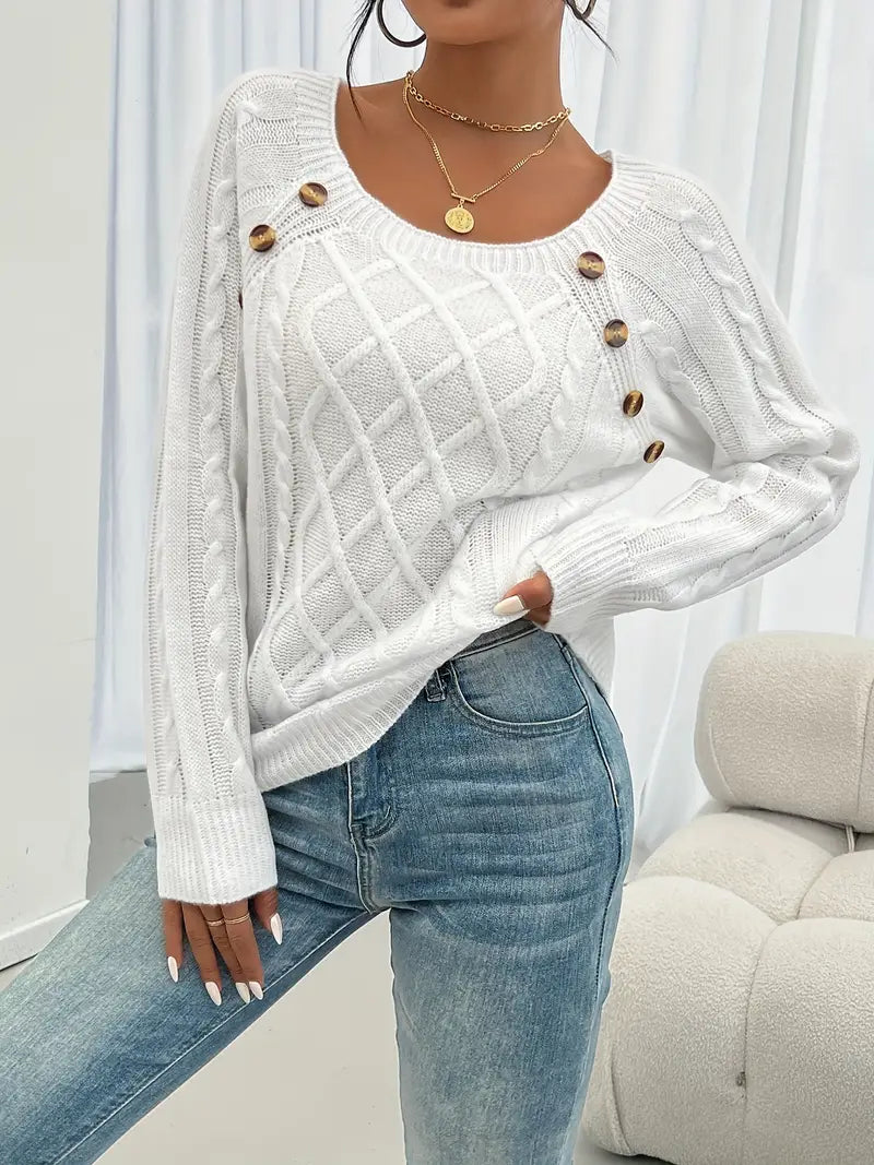Marlene | Casual jumper with button placket at the front