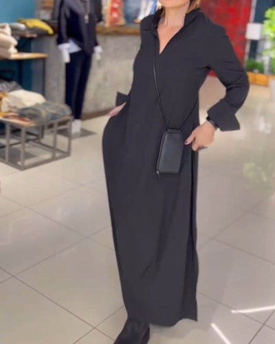 THESS | Long, loose dress with turn-ups and side slit