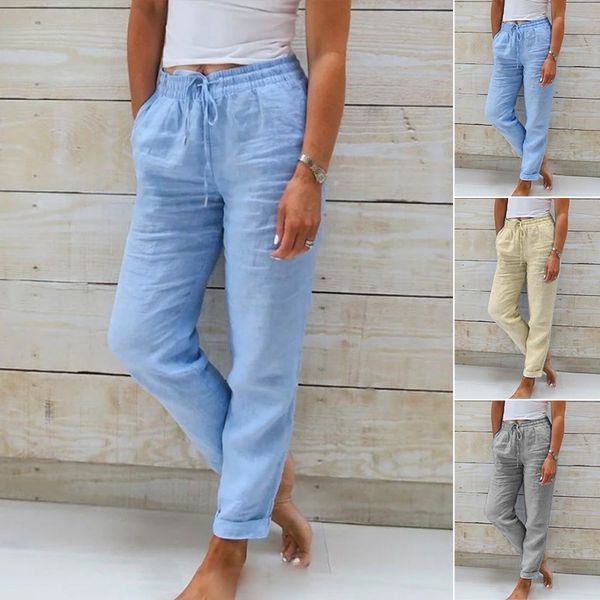 Macy | Women's cotton and linen trousers with elasticated waistband
