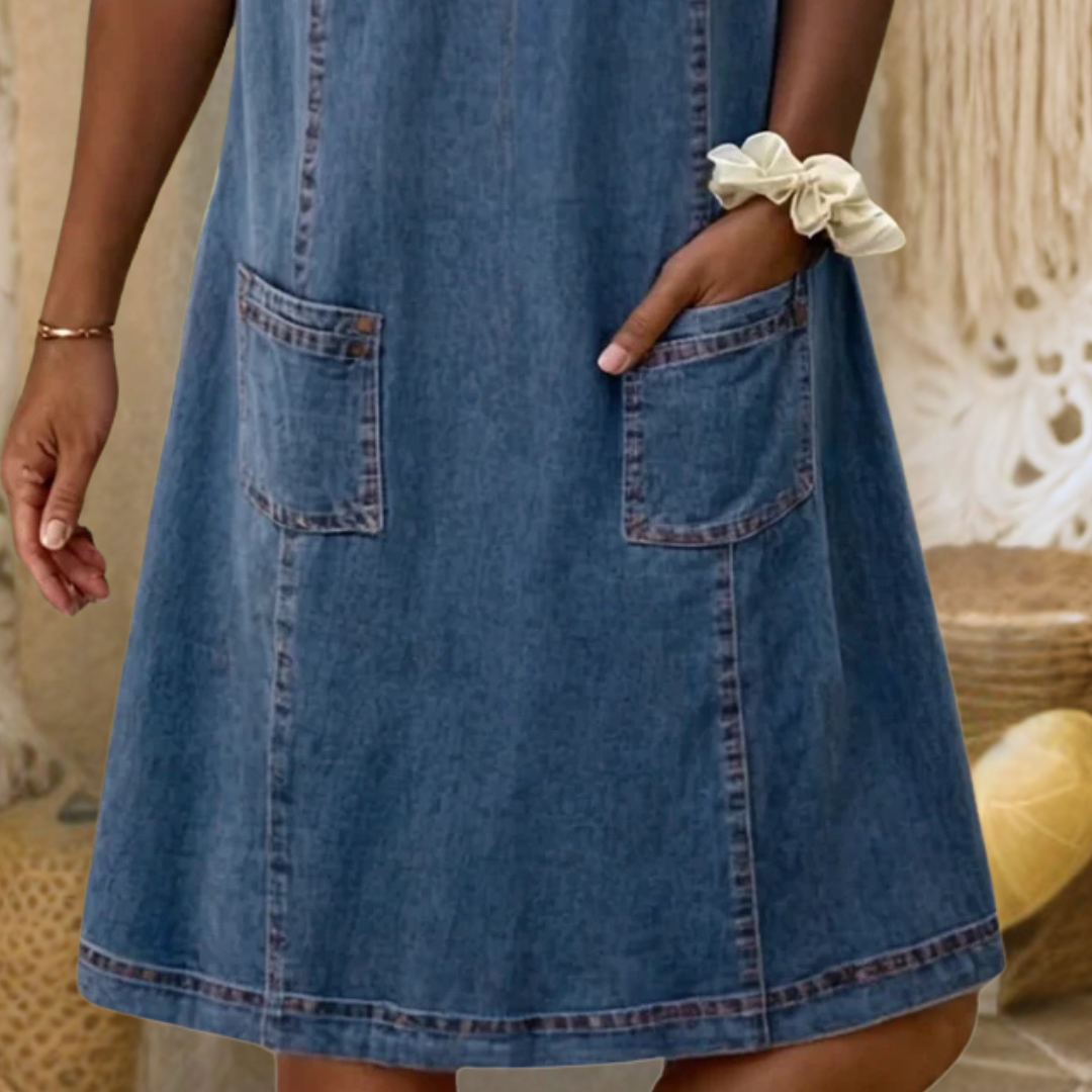 Theresa | Elegant denim blue dress with a sophisticated look