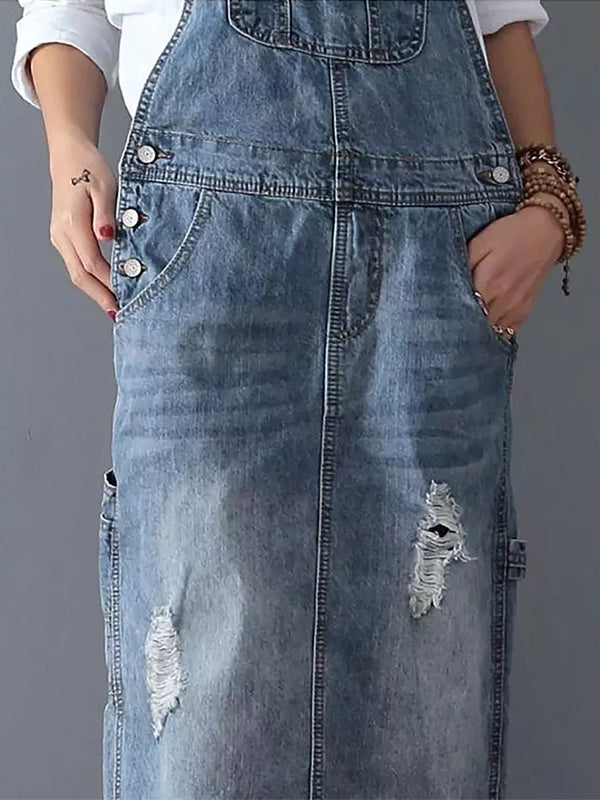 Rosie | Casual denim dungaree dress
