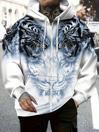 Jonas | Casual hoodie jacket with modern tiger design