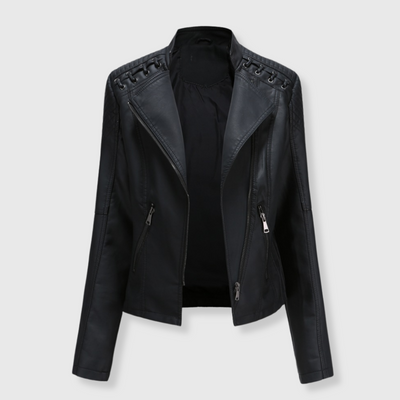 Clara | Stylish short biker leather jacket for women