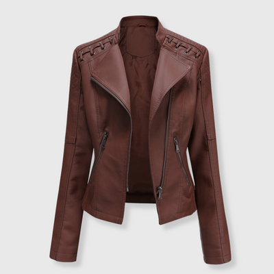 Clara | Stylish short biker leather jacket for women
