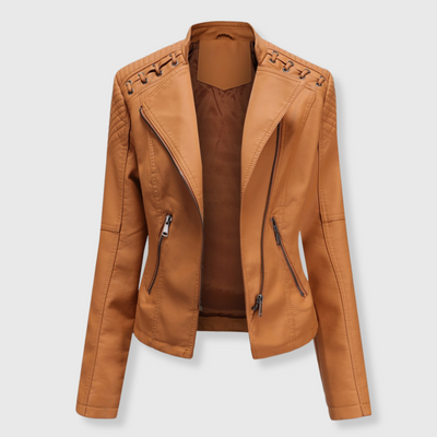 Clara | Stylish short biker leather jacket for women