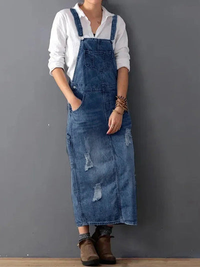 Rosie | Casual denim dungaree dress