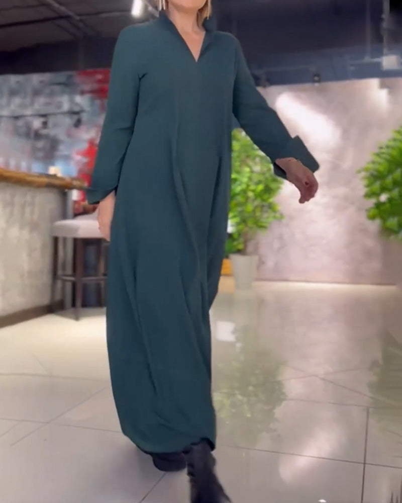 THESS | Long, loose dress with turn-ups and side slit