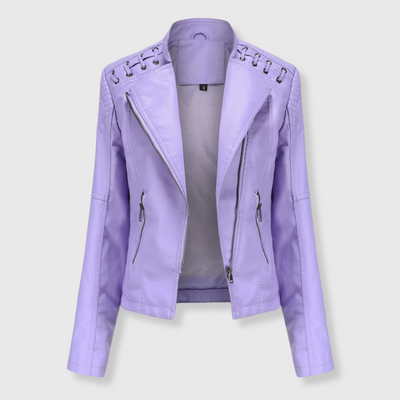 Clara | Stylish short biker leather jacket for women