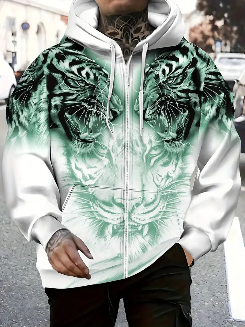 Jonas | Casual hoodie jacket with modern tiger design
