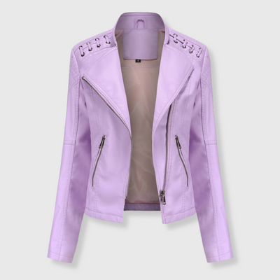 Clara | Stylish short biker leather jacket for women