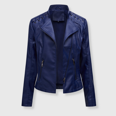Clara | Stylish short biker leather jacket for women