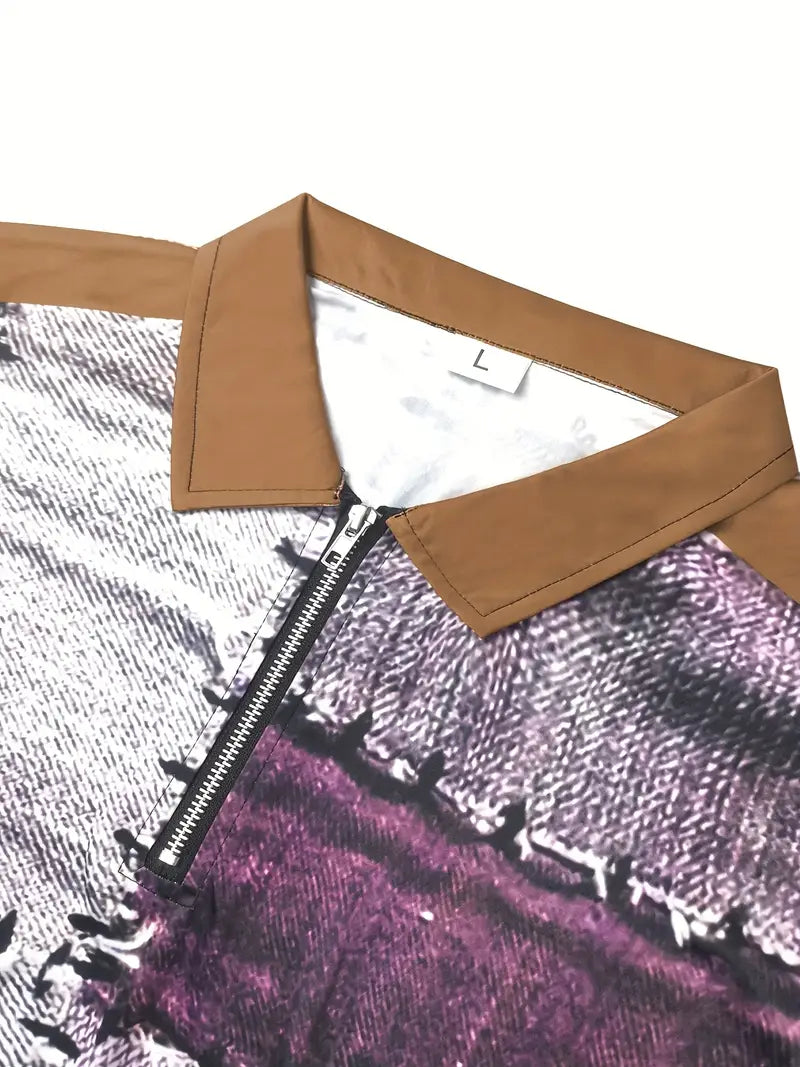 Timo | Lightweight men's shirt with contrasting details and zip fastening