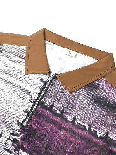 Timo | Lightweight men's shirt with contrasting details and zip fastening