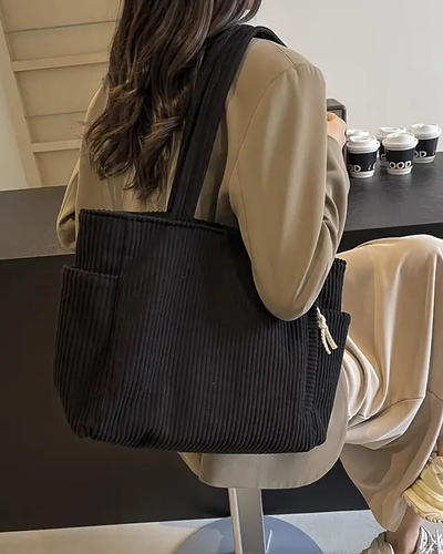 Marlis | Ribbed carrier bag with cord detail