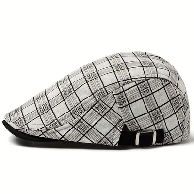 Zared | Adjustable vintage beret with check pattern