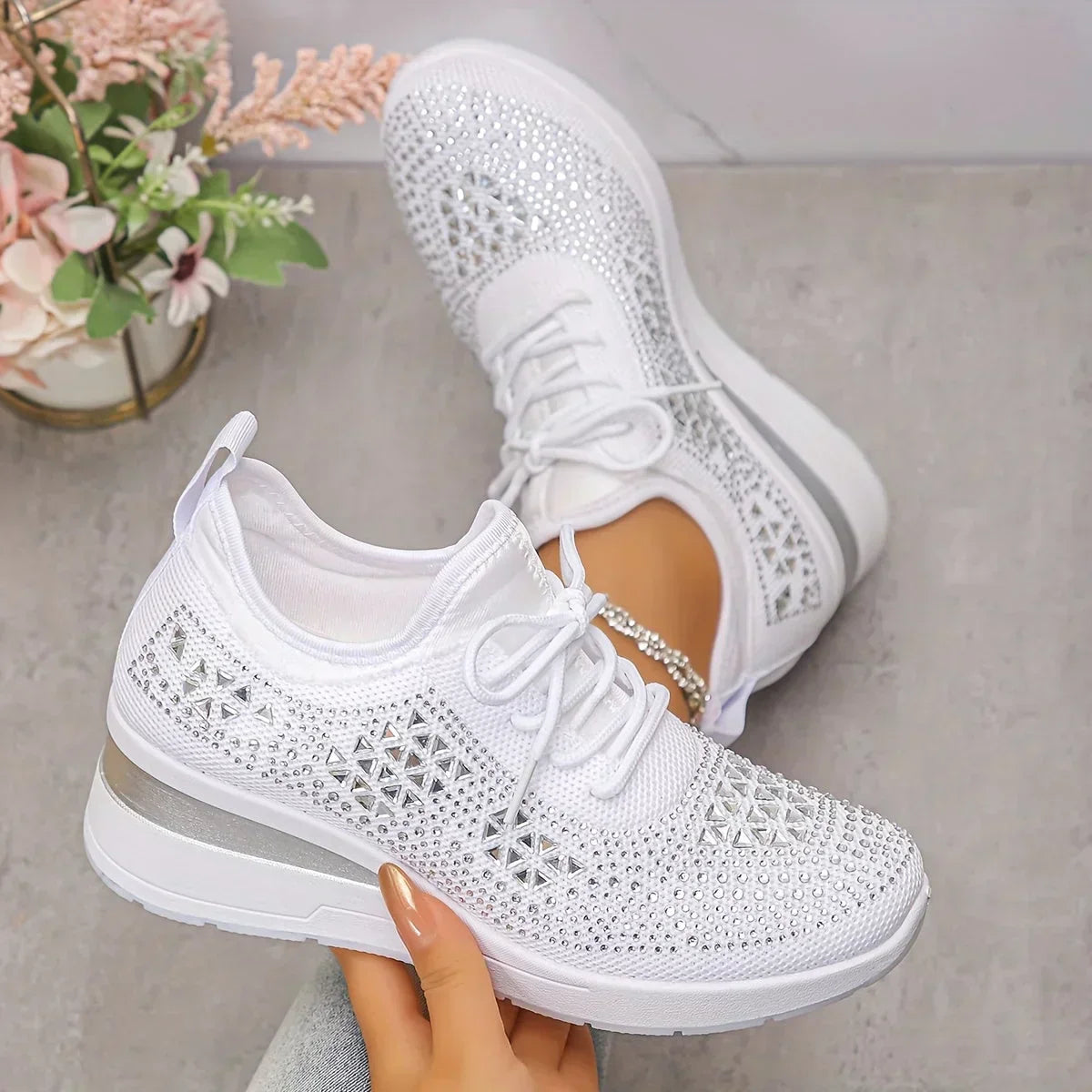 Elena | Orthopaedic trainers with rhinestones