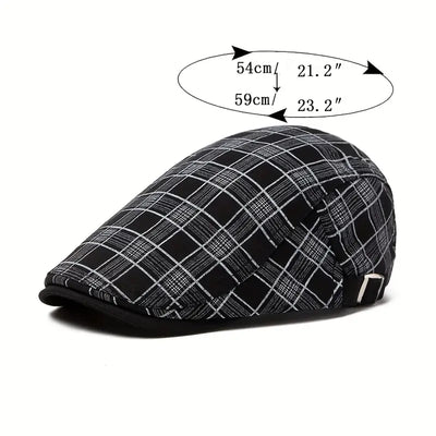 Zared | Adjustable vintage beret with check pattern