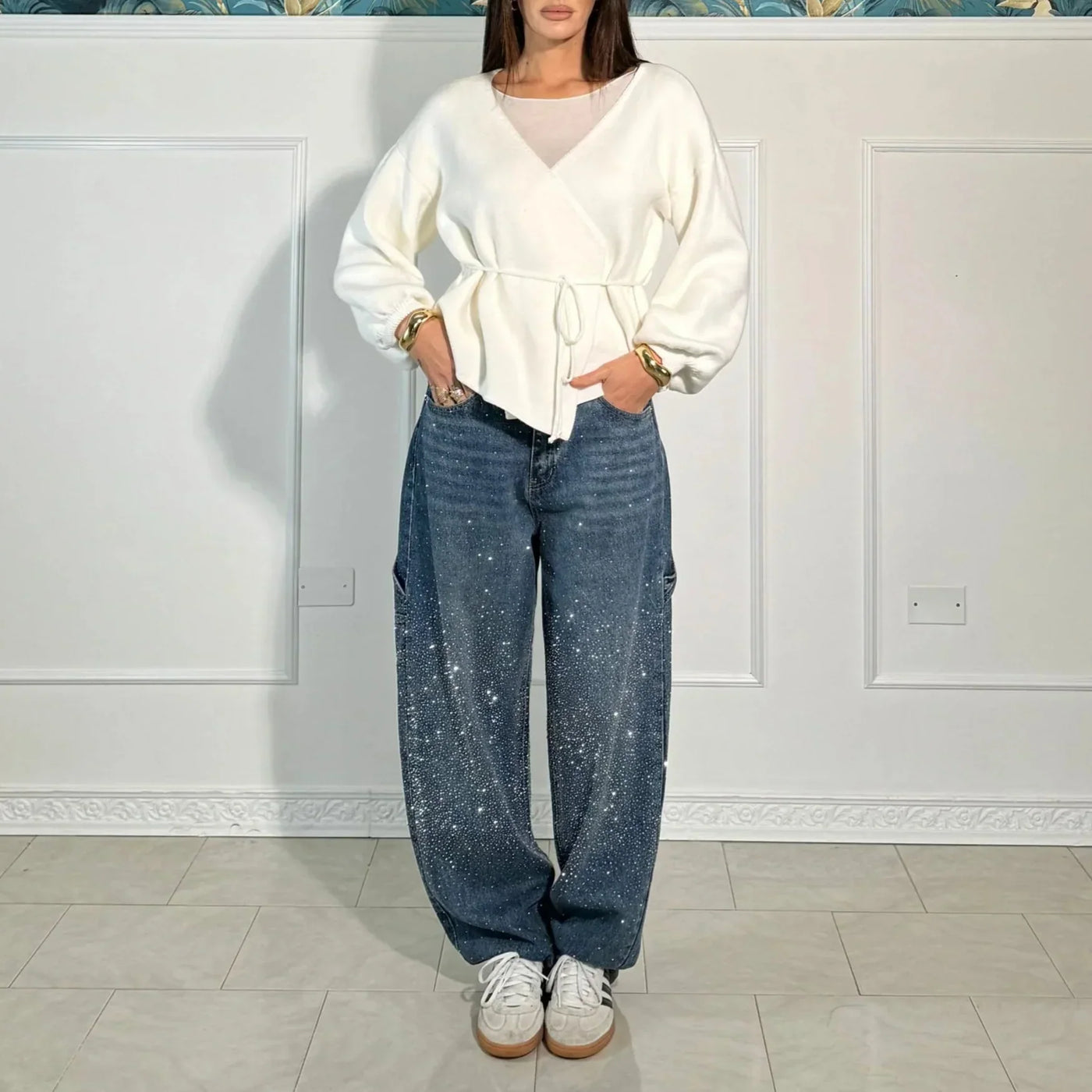 Lena | Comfortable harem jeans with rhinestones