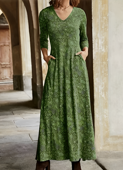Adeline | Long vintage-style patterned dress