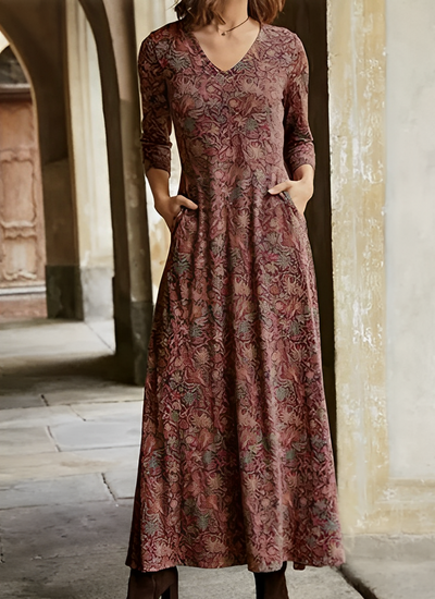 Adeline | Long vintage-style patterned dress