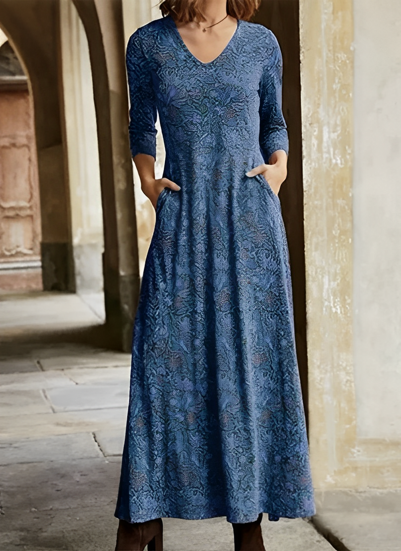 Adeline | Long vintage-style patterned dress