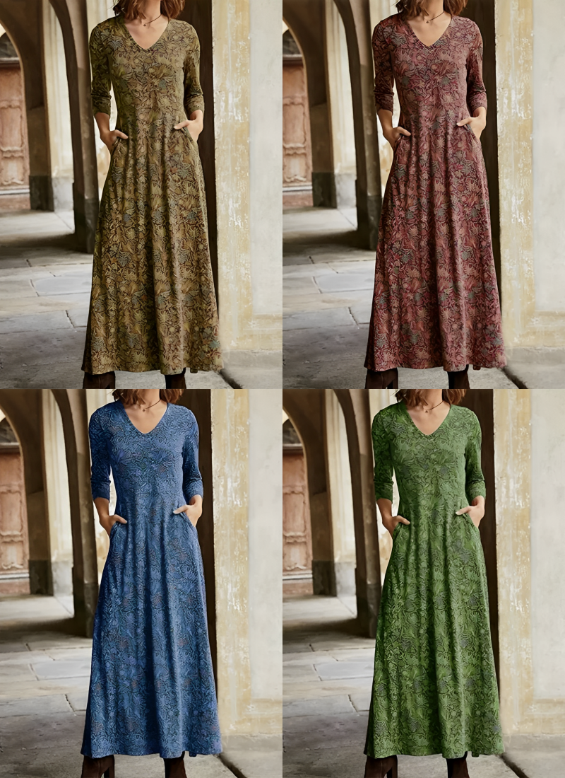 Adeline | Long vintage-style patterned dress