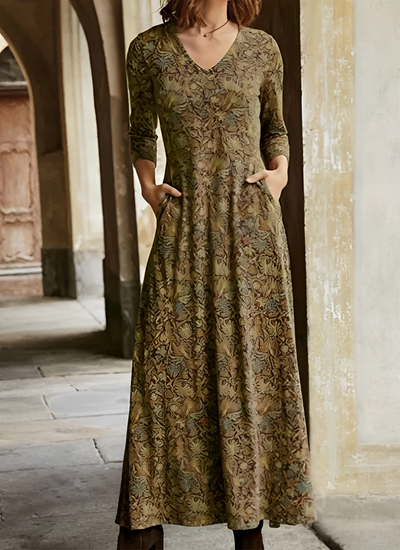 Adeline | Long vintage-style patterned dress