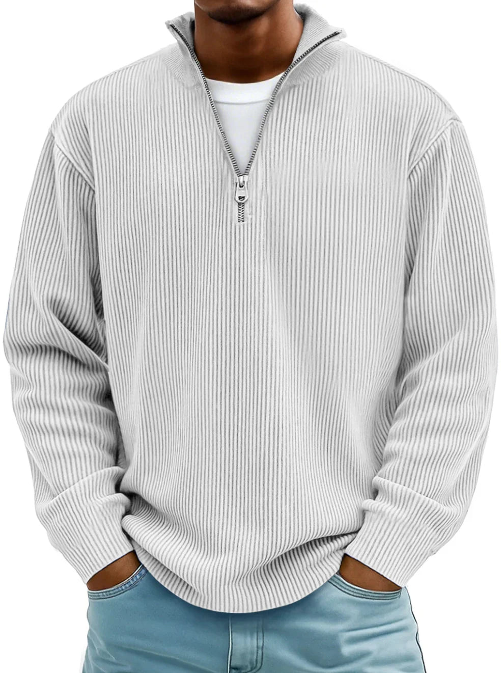 Jonas | Stylish knitted jumper with half zip