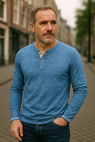 Lukas | Men's long-sleeved shirt with V-neck