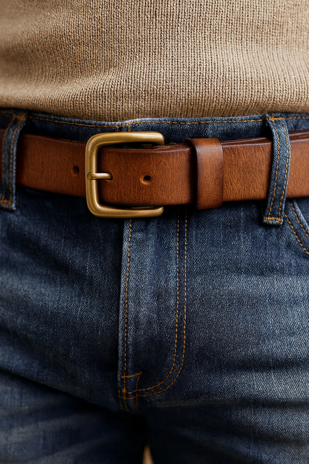 Classic leather belt for men