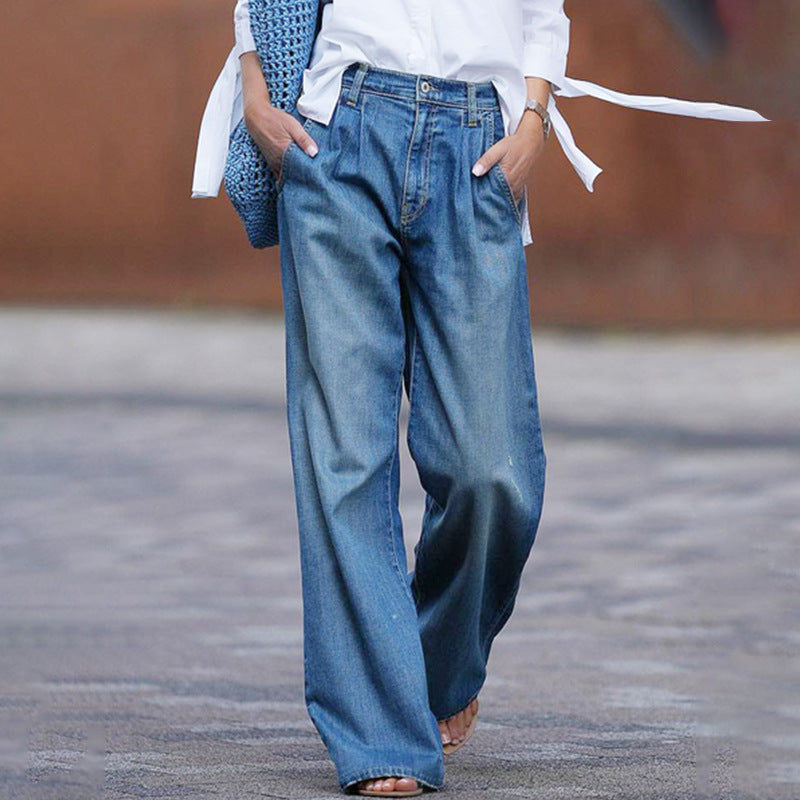 LORELEI | High-rise wide-leg denim jeans