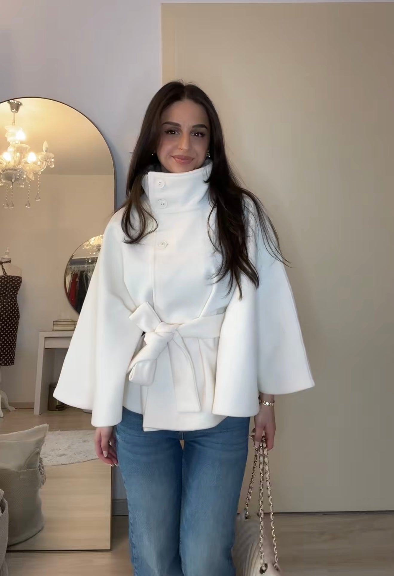 Sophie | Elegante Jacke Damen mit High-Neck & Gürtel