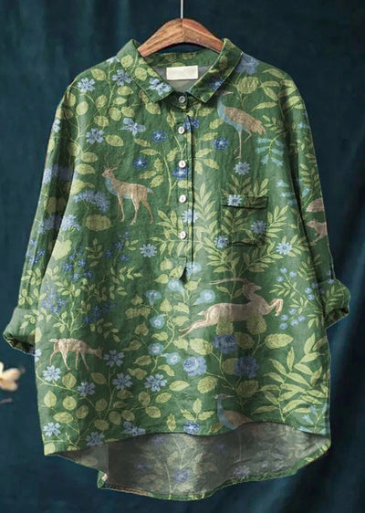 Mary | Cotton and linen blouse with floral print