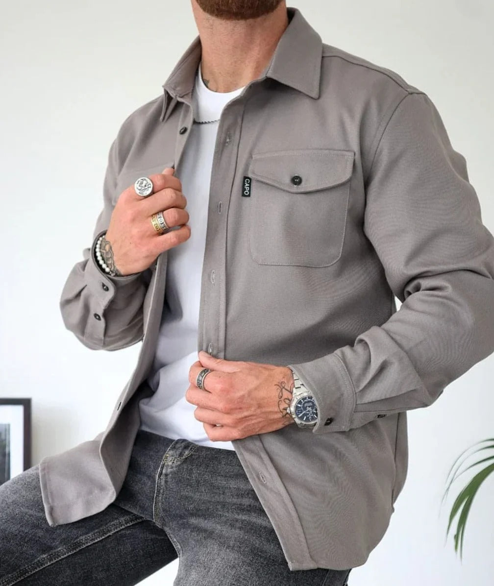Thom | Shirt jacket with button placket in a casual style
